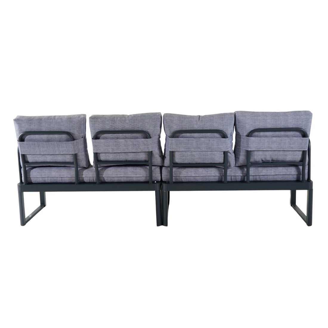 Hagesofa Pandora aluminium/polyester 236 cm montert på terrasse