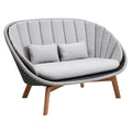 Hagesofa Peacock resirkulert teak flettverk akryl 151 cm front