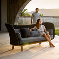 Hagesofa Peacock Wing teak/tau 248 cm sett forfra