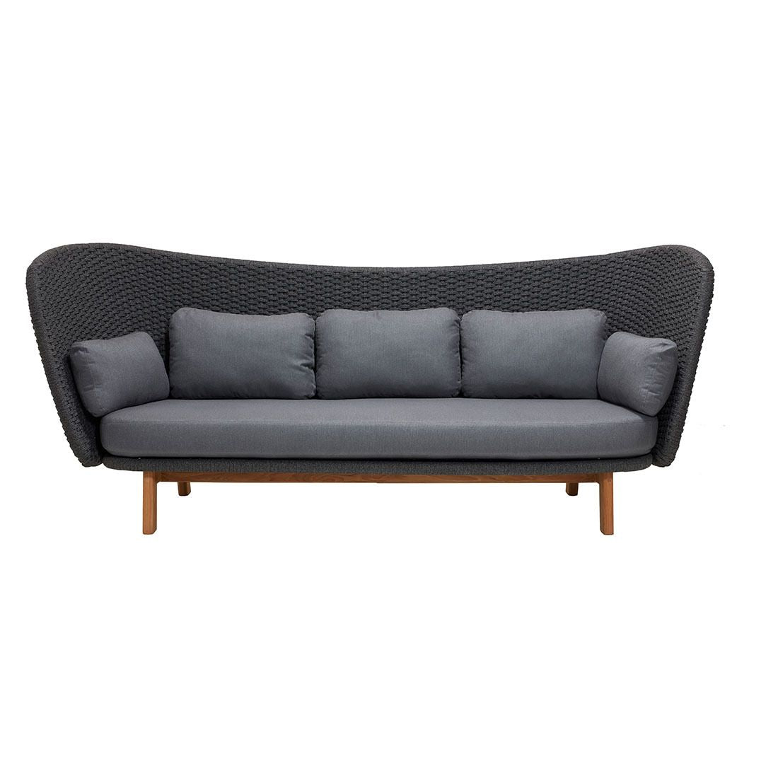 Nærbilde av tauflett på Hagesofa Peacock Wing teak/tau 248 cm