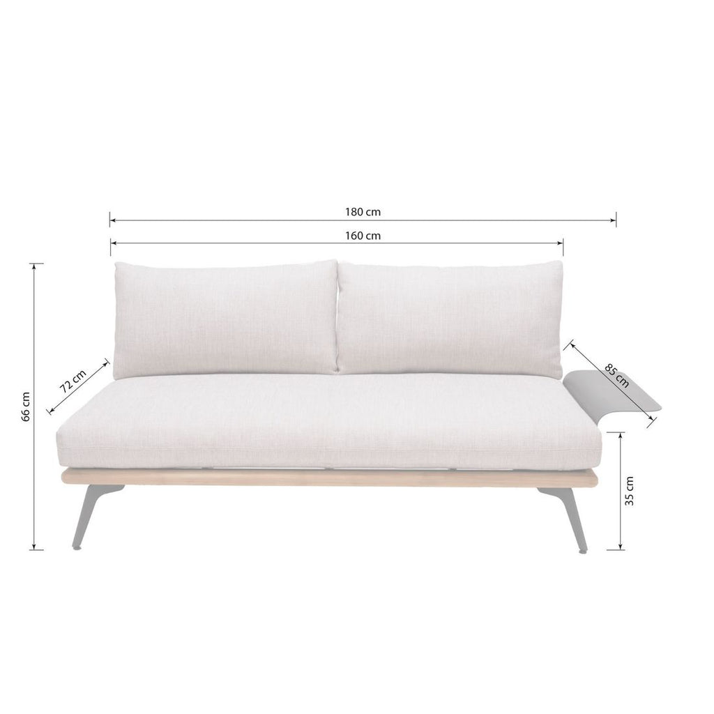 Hagesofa Pearl aluminium teak olefin 180 cm detalj av stoff