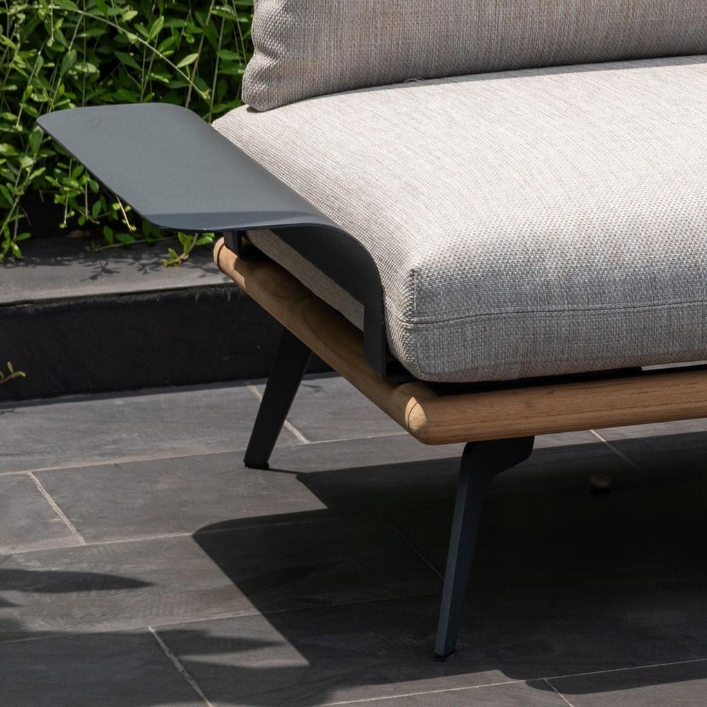 Hagesofa Pearl aluminium teak olefin 180 cm nærbilde av ramme
