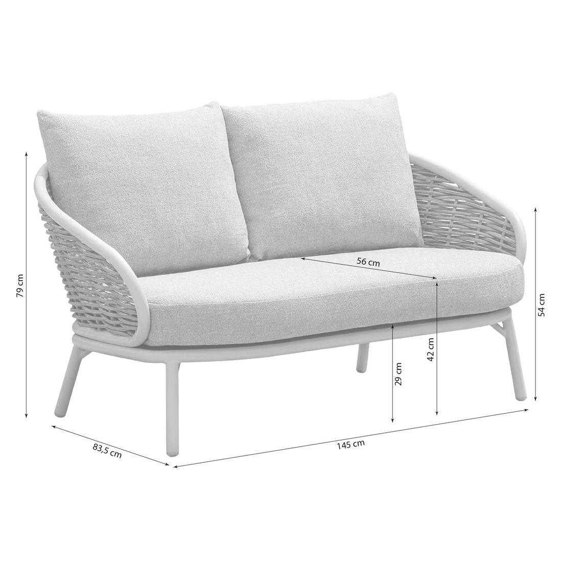 Hagesofa Pine Key aluminium/polyrotting 145 cm montert på terrasse