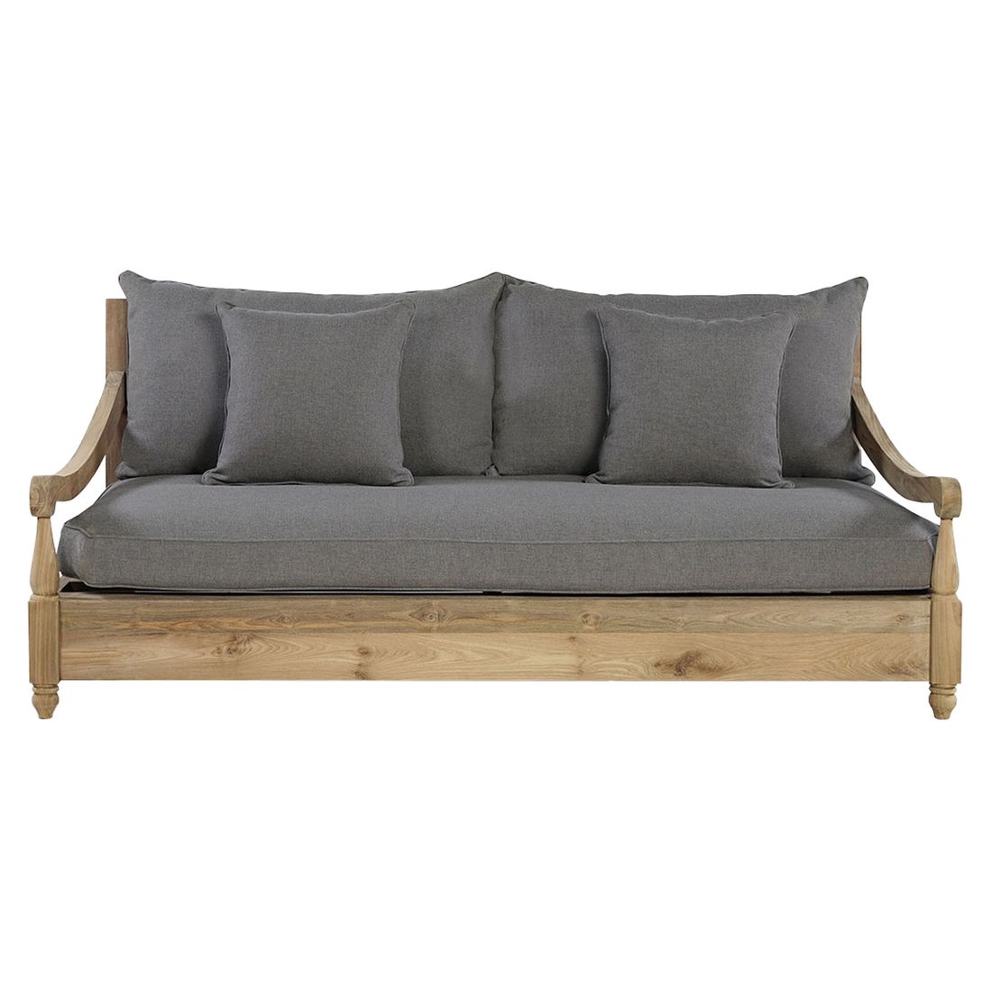 Hagesofa Portofino resirkulert teak/olefin 190 cm bakside