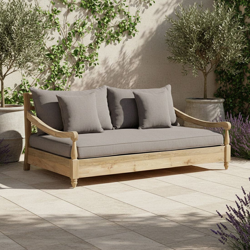Hagesofa Portofino resirkulert teak/olefin 190 cm front