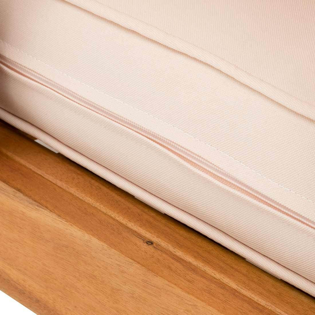 Oversiktsbilde av hagesofa Santa Cruz akasie/polyester 150x77 cm på terrasse