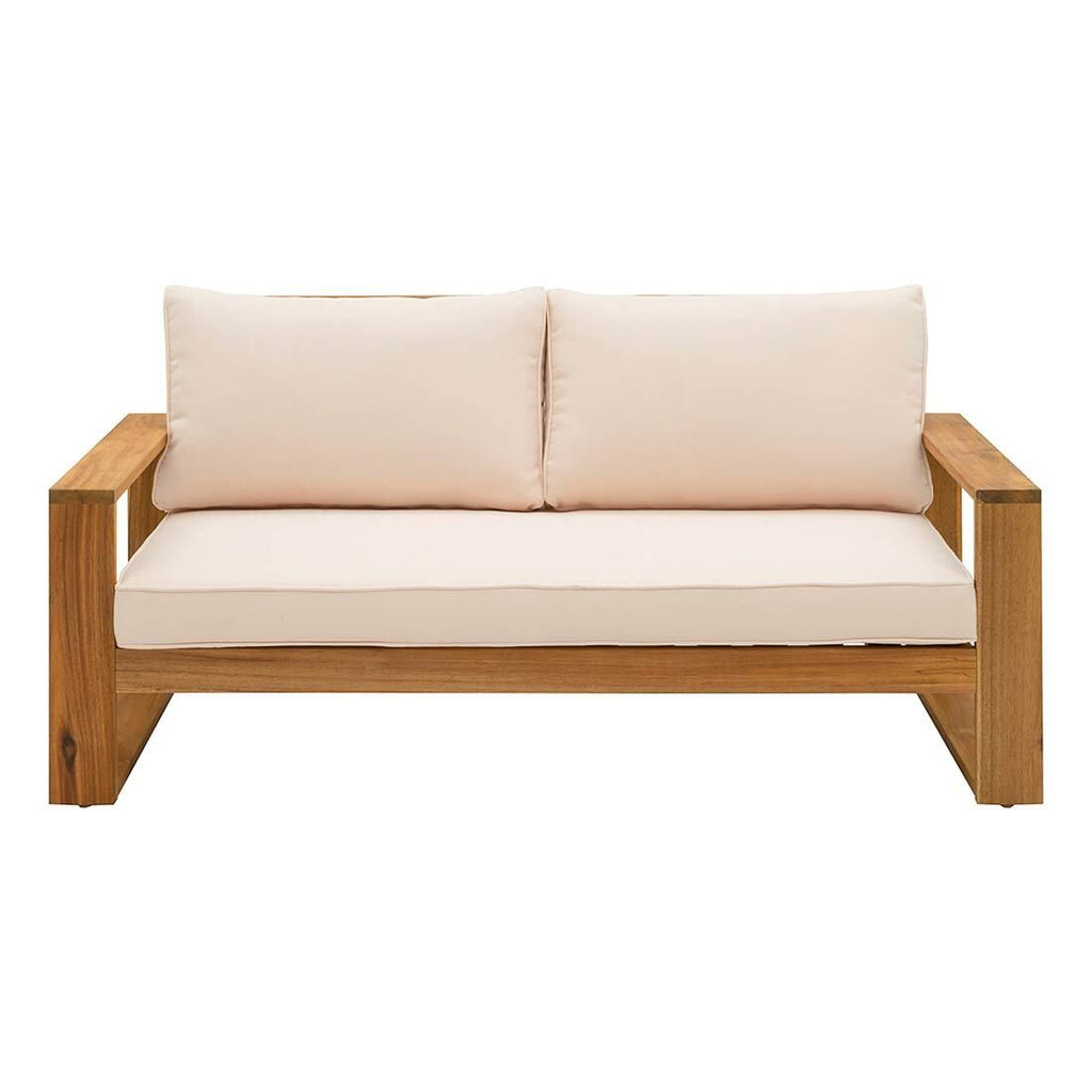 Detalj av hagesofa Santa Cruz akasie/polyester 150x77 cm