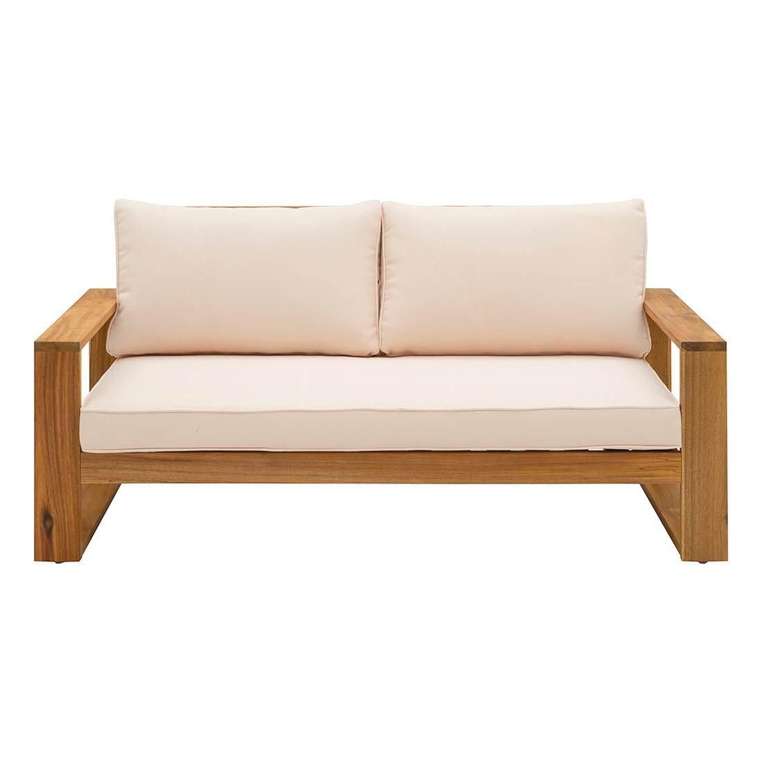 Detalj av hagesofa Santa Cruz akasie/polyester 150x77 cm