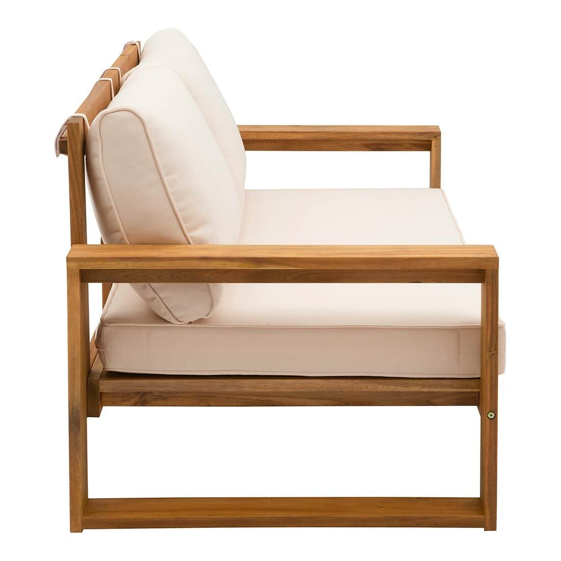 Hagesofa Santa Cruz akasie/polyester 150x77 cm montert på terrasse