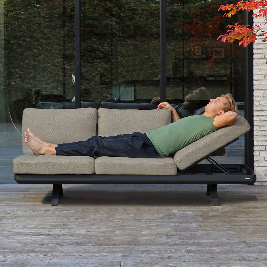 Hagesofa Sky Lounge aluminium olefin 207 cm forfra