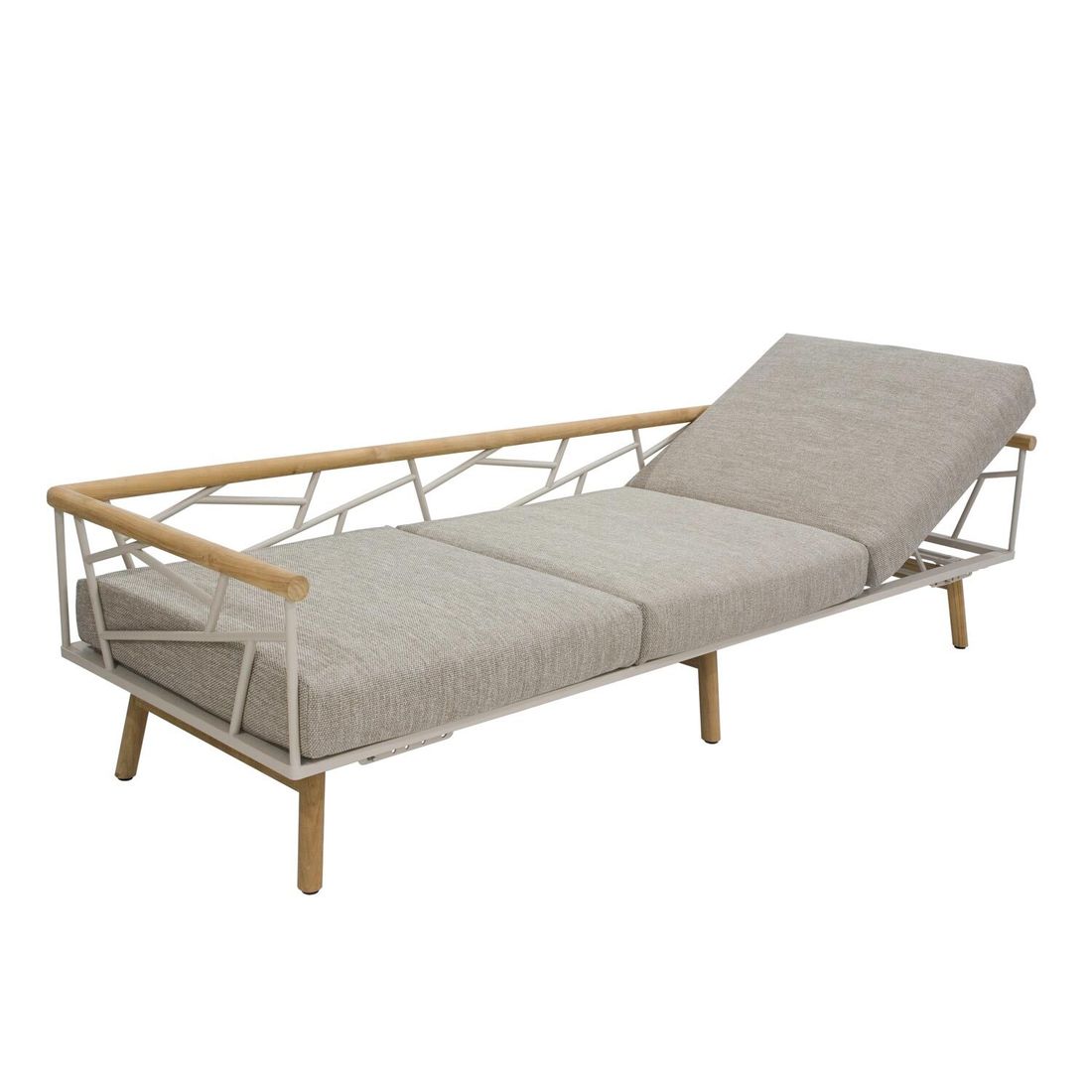 Montert Hagesofa Solena justerbar rustfritt stål/teak på terrasse