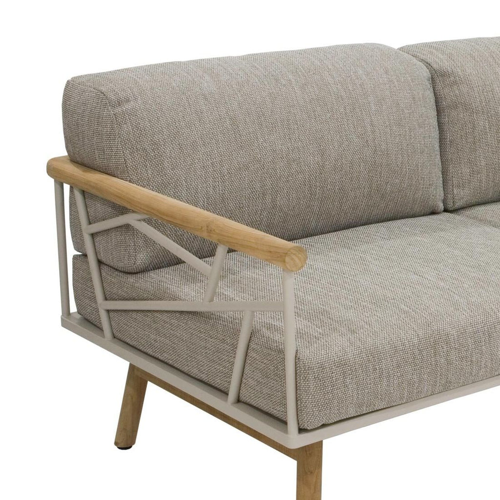 Montert Hagesofa Solena rustfritt stål og teak 150 cm på terrasse