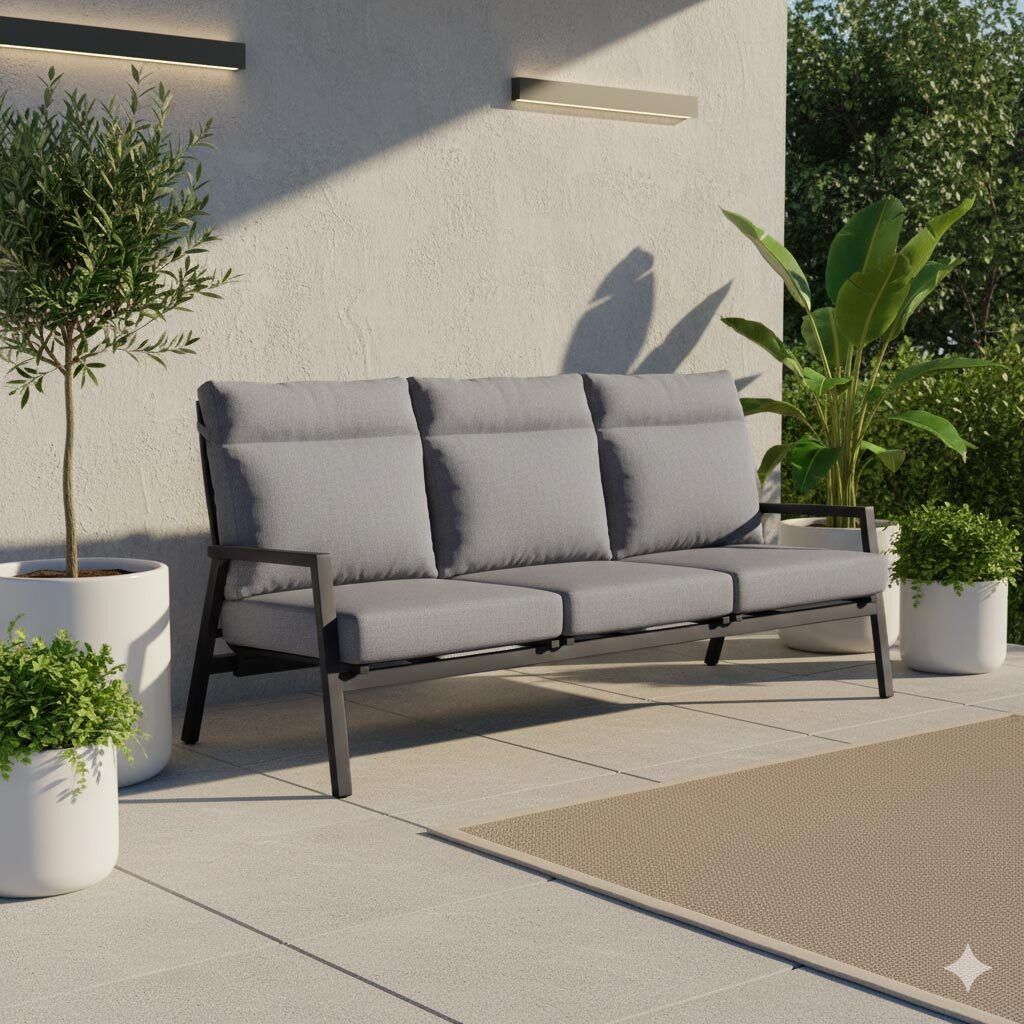 Hagesofa Sondrino aluminium 202 cm regulerbar rygg forfra