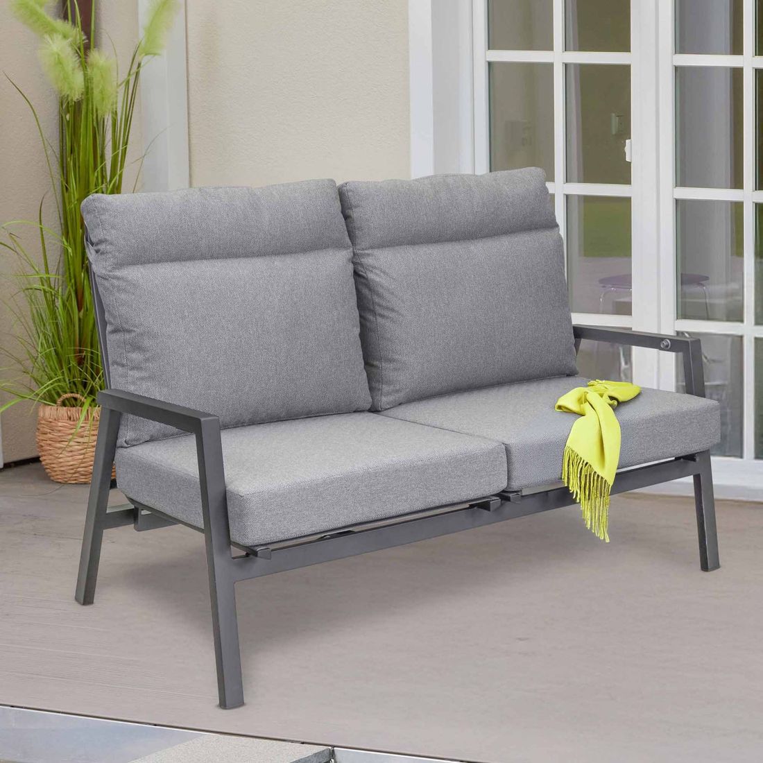 Hagesofa Sondrino regulerbar rygg aluminium 152 cm forfra