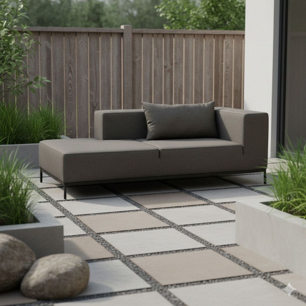 Hagesofa Taavi aluminium/Sunbrella 203x99 cm forfra