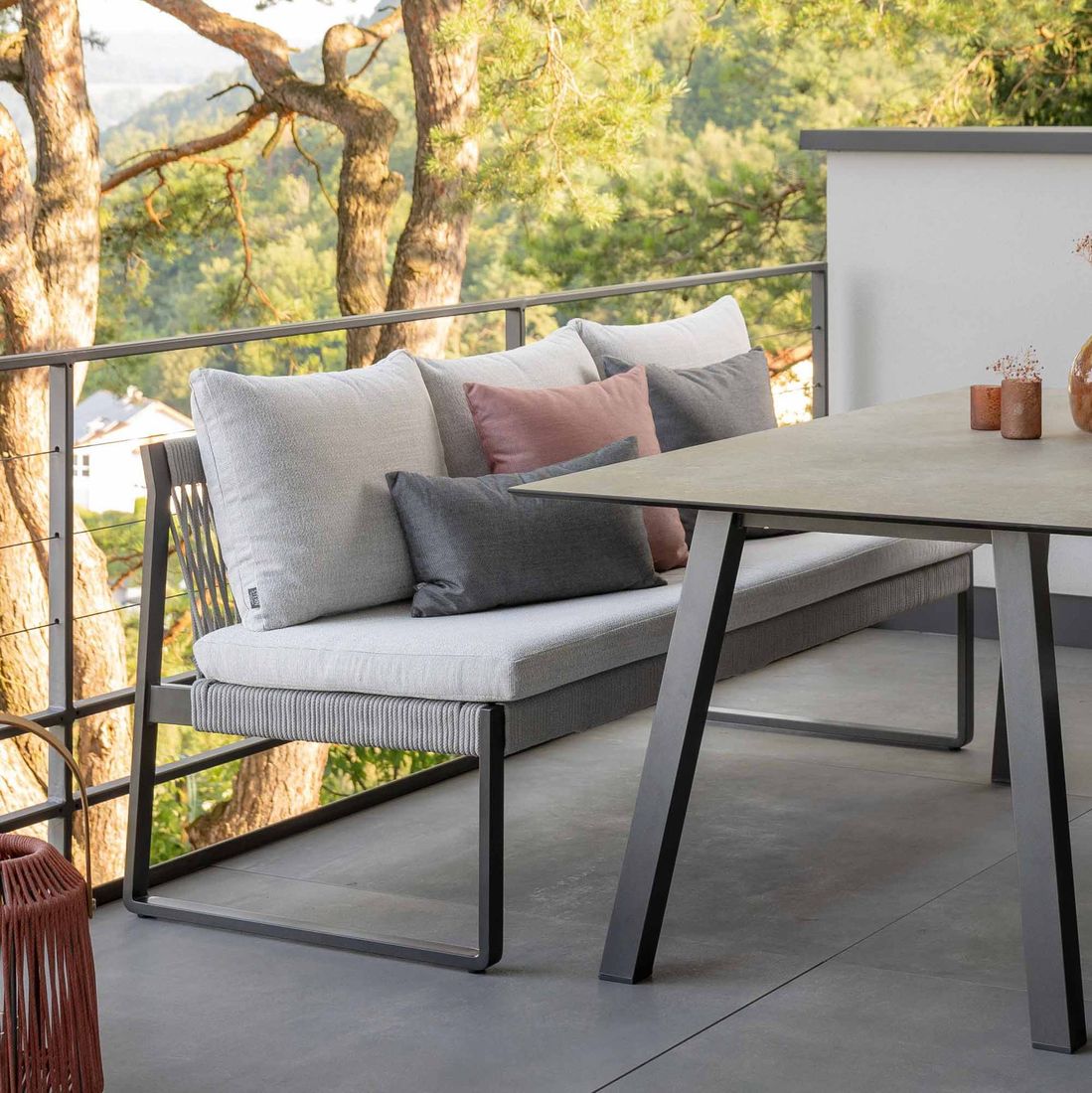 Hagesofa Tammo aluminium/tau 180 cm Stern bakside