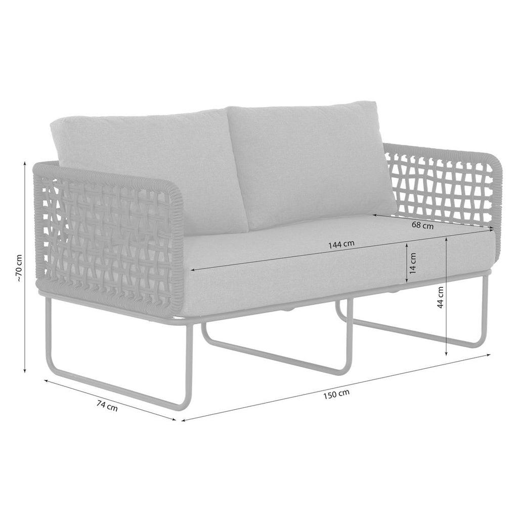 Hagesofa Tender stål tau olefin 150 cm detalj rope fletting