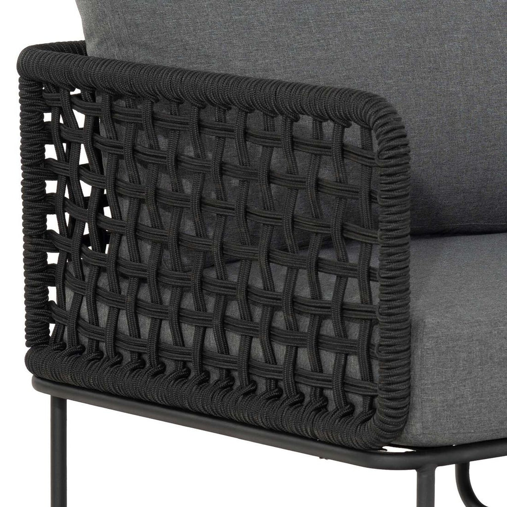 Hagesofa Tender stål tau olefin 150 cm sideprofil