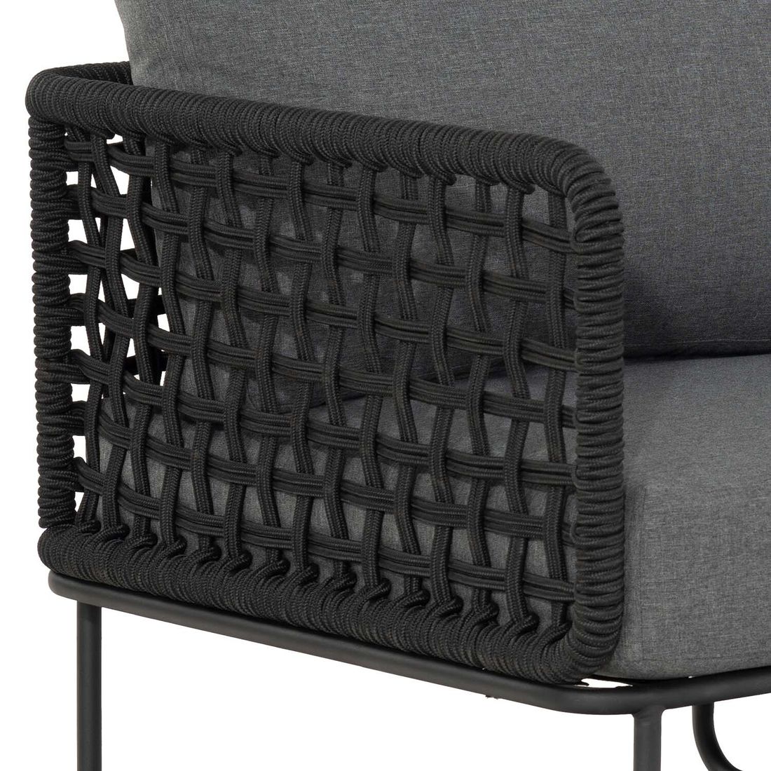 Hagesofa Tender stål tau olefin 150 cm sideprofil