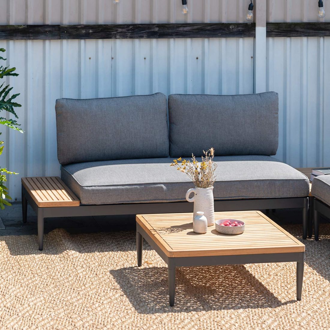 Hagesofa Topaz aluminium teak olefin 168 cm forfra