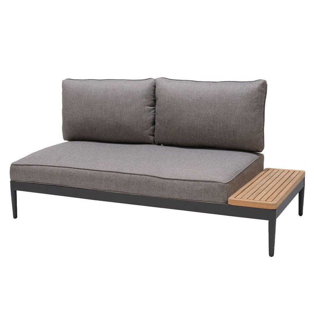 Detalj av olefin stoff på Hagesofa Topaz aluminium teak olefin 168 cm