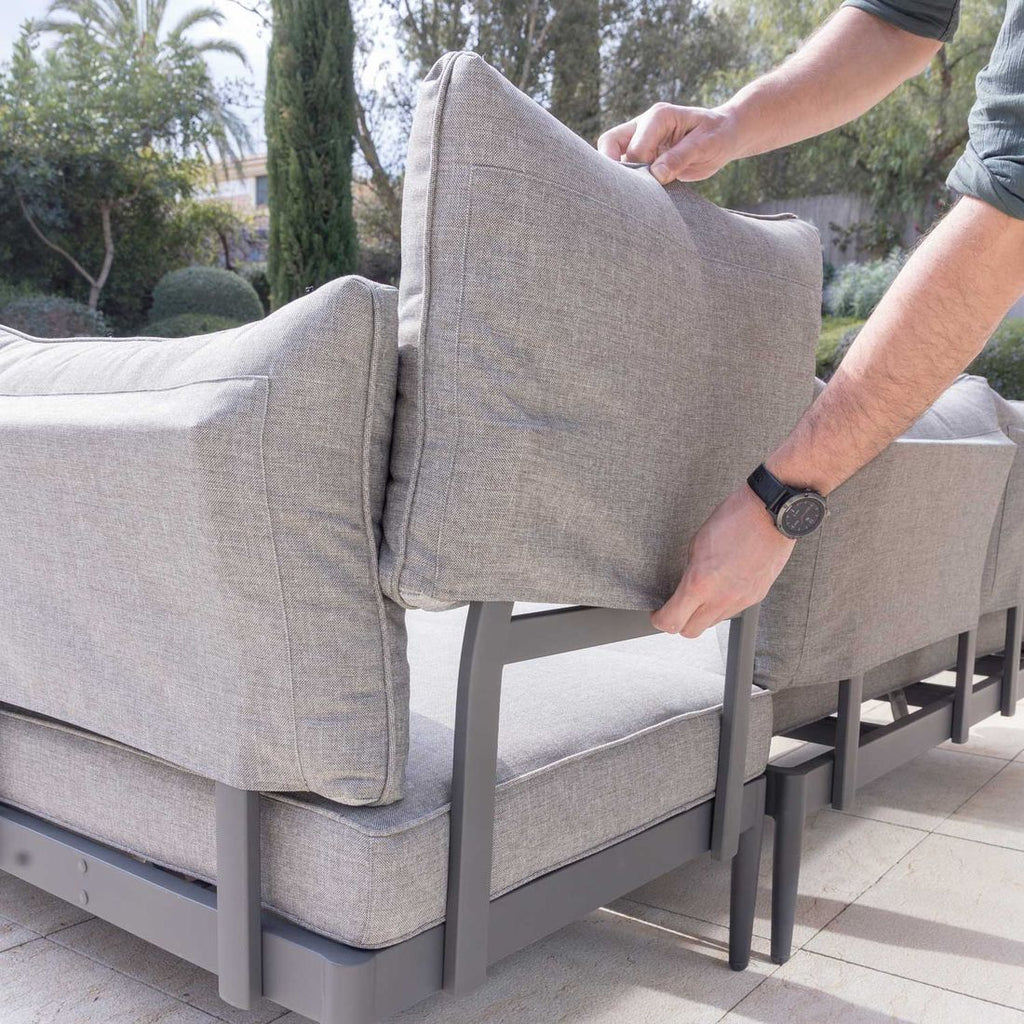 Montert Hagesofa Topaz aluminium teak olefin 168 cm i hage