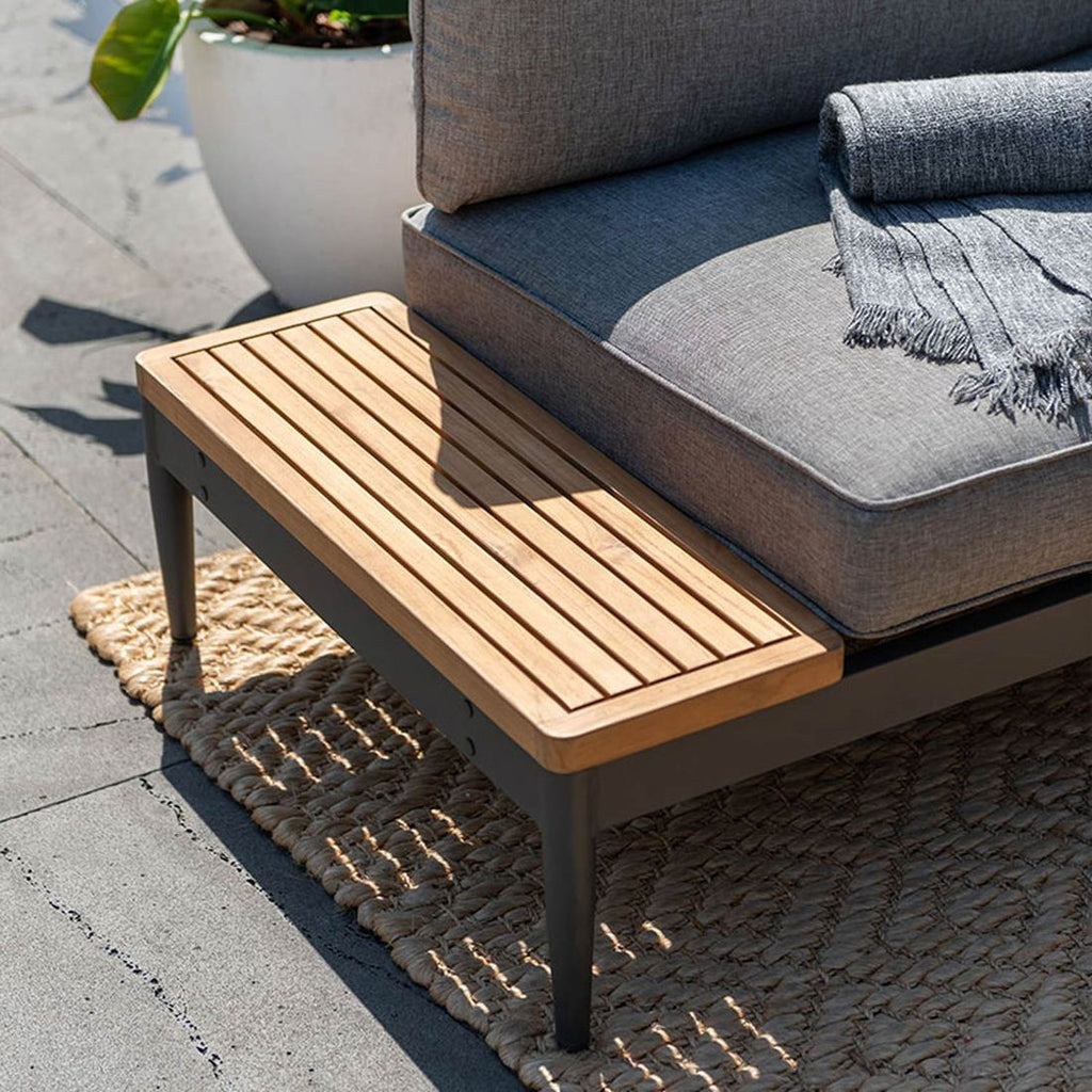 Hagesofa Topaz aluminium teak olefin 168 cm med puter