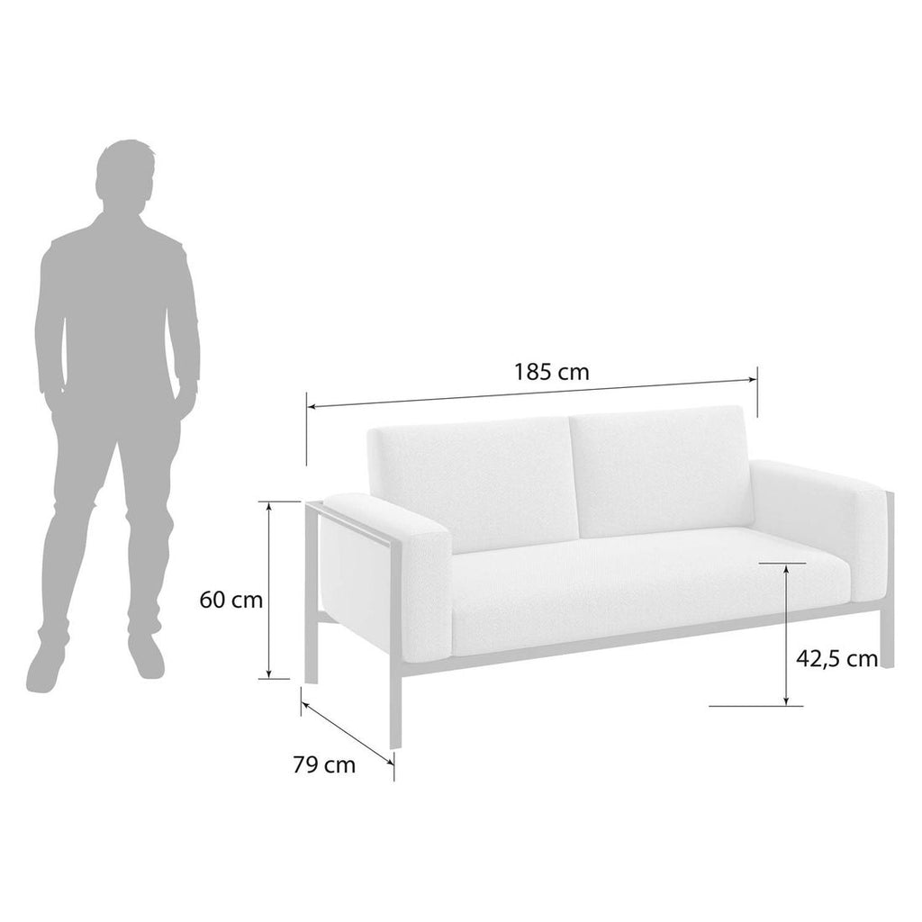 Detalj av stoff og ramme på Hagesofa Toskana aluminium/olefin 185 cm antrasitt