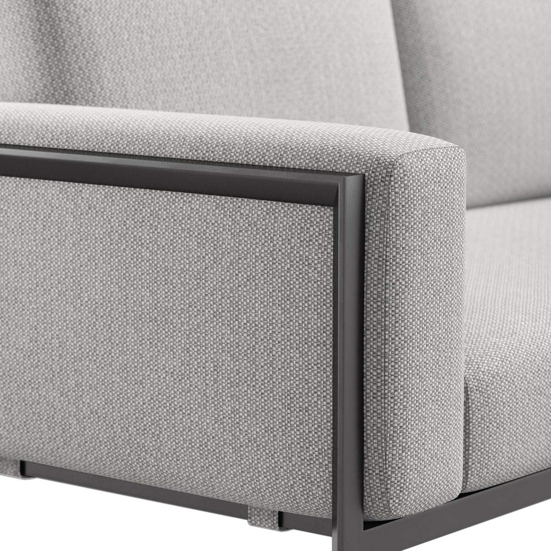 Hagesofa Toskana aluminium/olefin 185 cm antrasitt sett fra siden