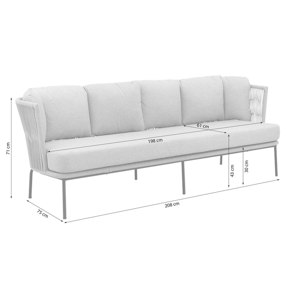 Detalj av flettet rope på Hagesofa Touch stål tau polyester