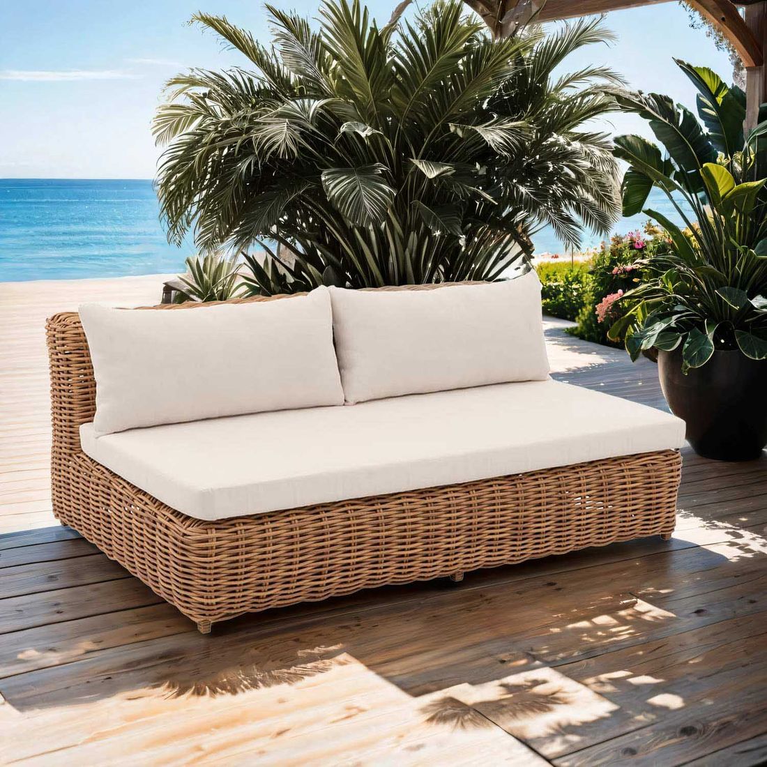 Hagesofa Versailles polyrotting flettverk 180 cm forfra