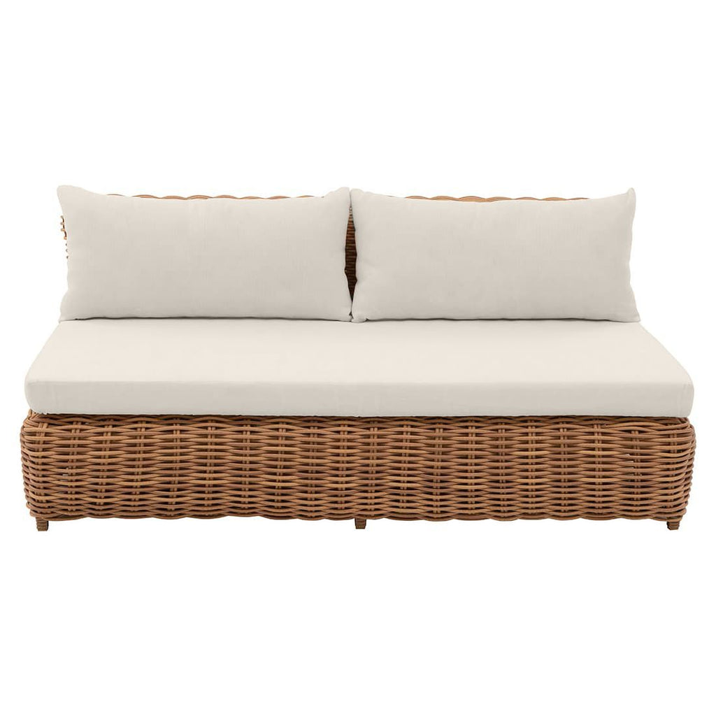 Montert Hagesofa Versailles polyrotting flettverk 180 cm på terrasse