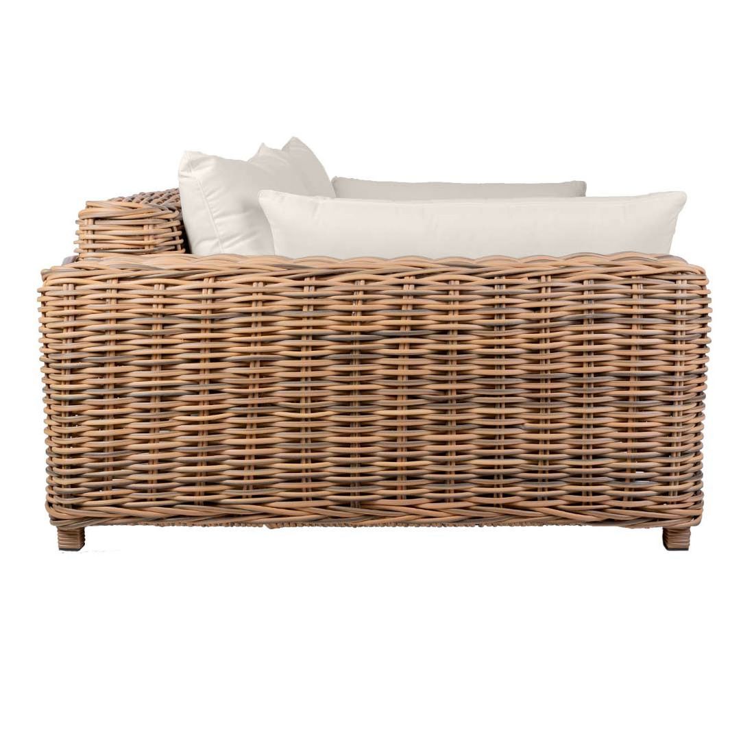 Montert Hagesofa Versailles polyrotting/flettverk 225 cm på terrasse