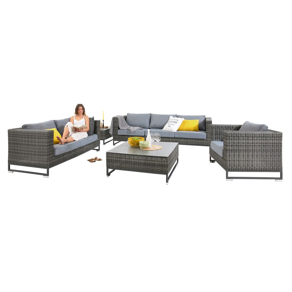 Sidevisning av Hagesofa Vivera aluminium/polyrotting 174 cm