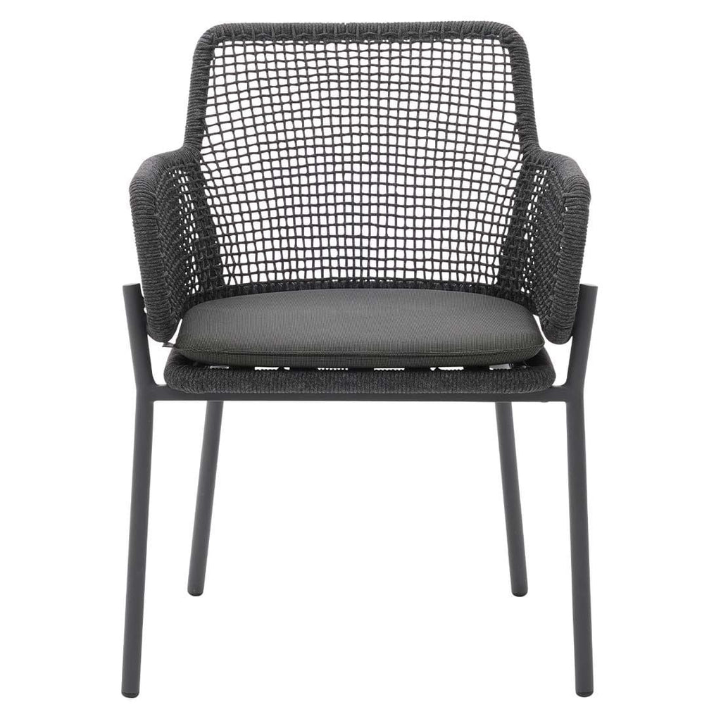 Hagestol med armlener 7002 aluminium tau olefin sett bakfra