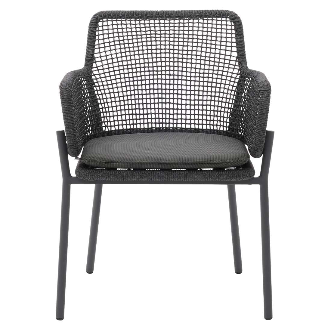 Hagestol med armlener 7002 aluminium tau olefin sett bakfra