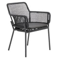 Hagestol med armlener 7002 aluminium tau olefin sett forfra