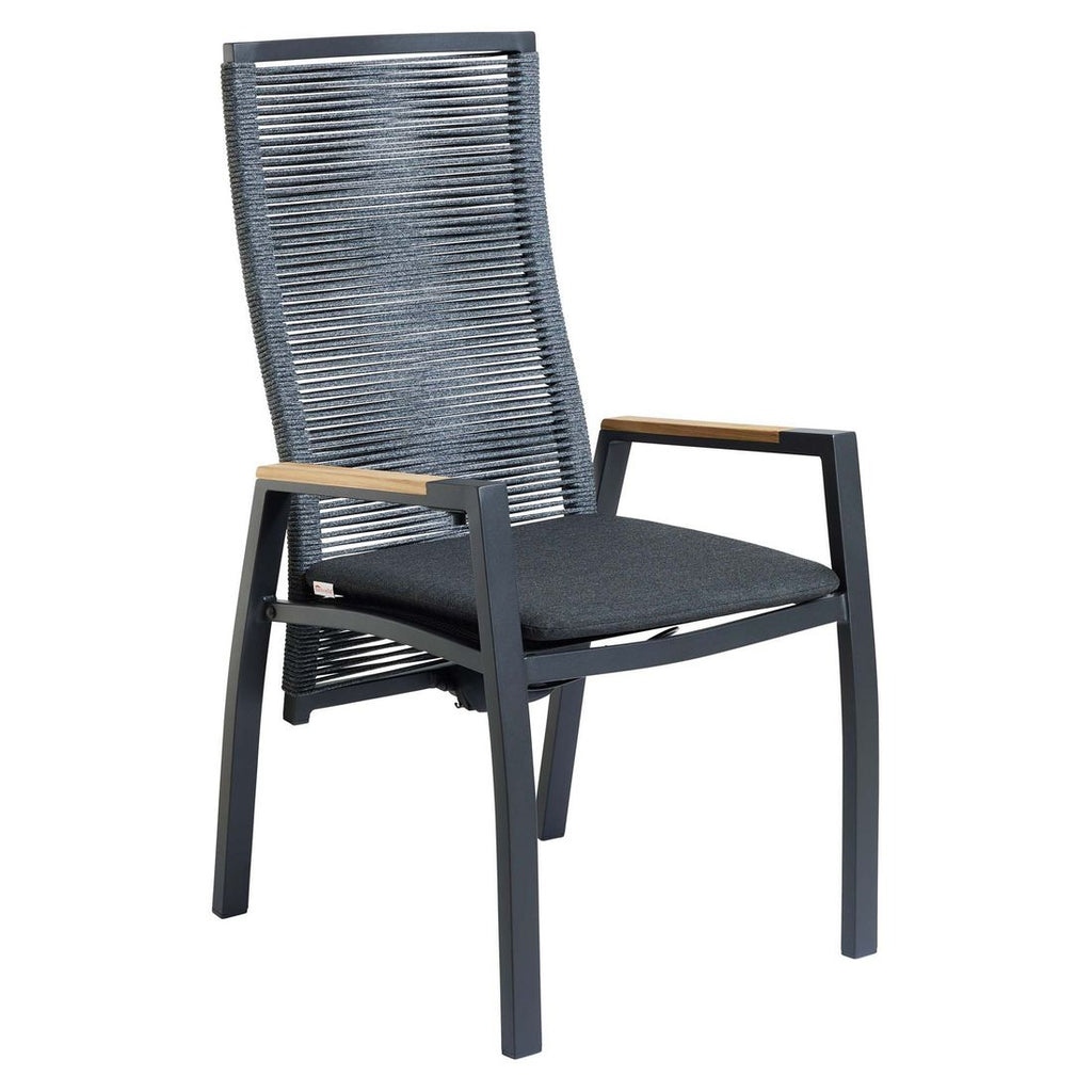 Hagestol 7011 aluminium regulerbar rygg med pute forfra