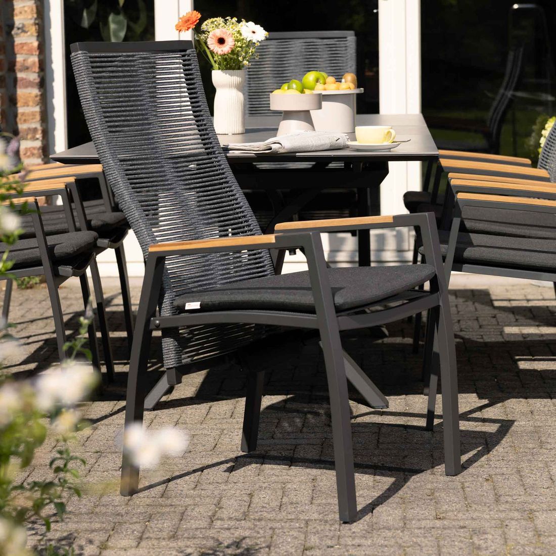 Hagestol 7011 aluminium regulerbar rygg med pute bakside