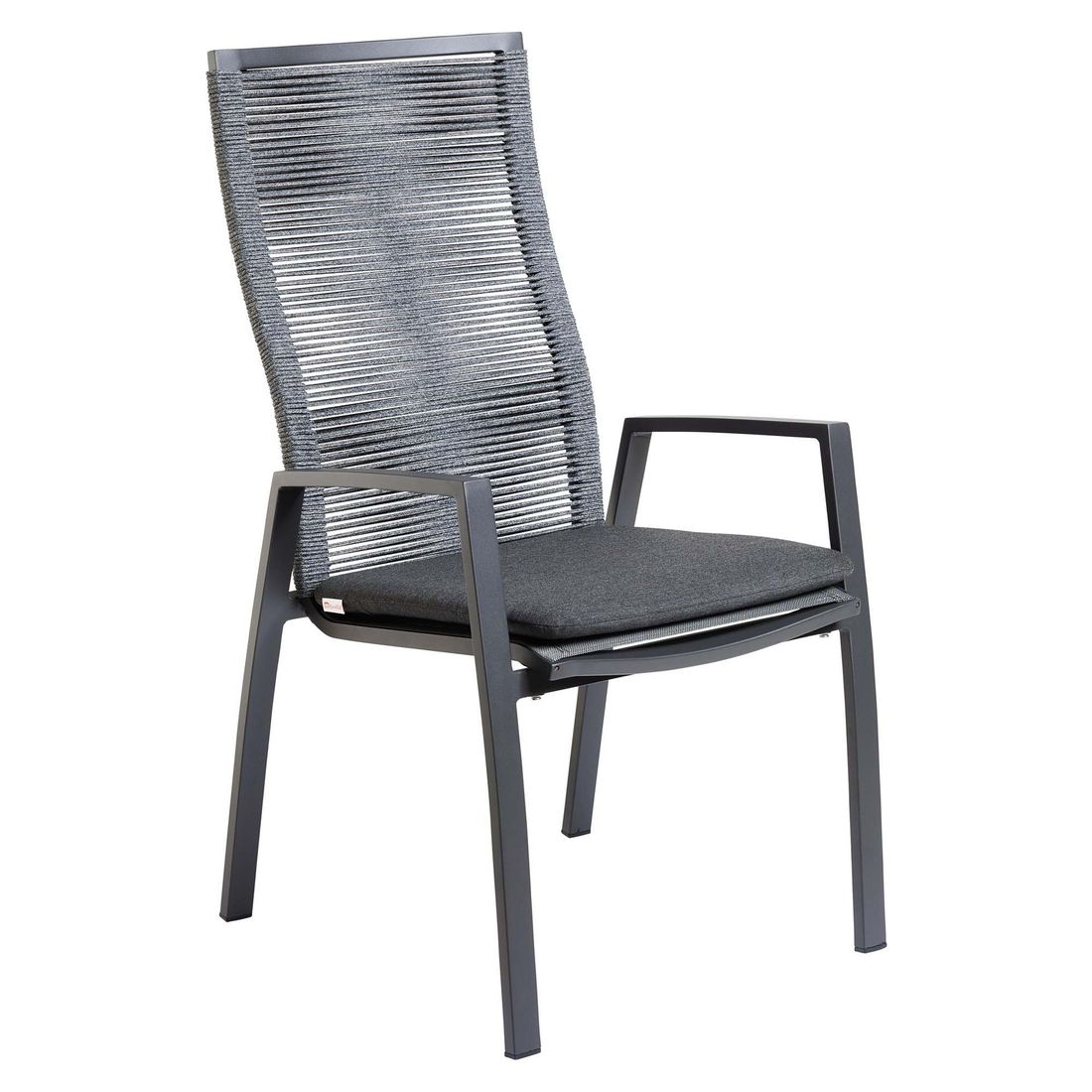 Hagestol med armlener 7011 aluminium tau med pute forfra