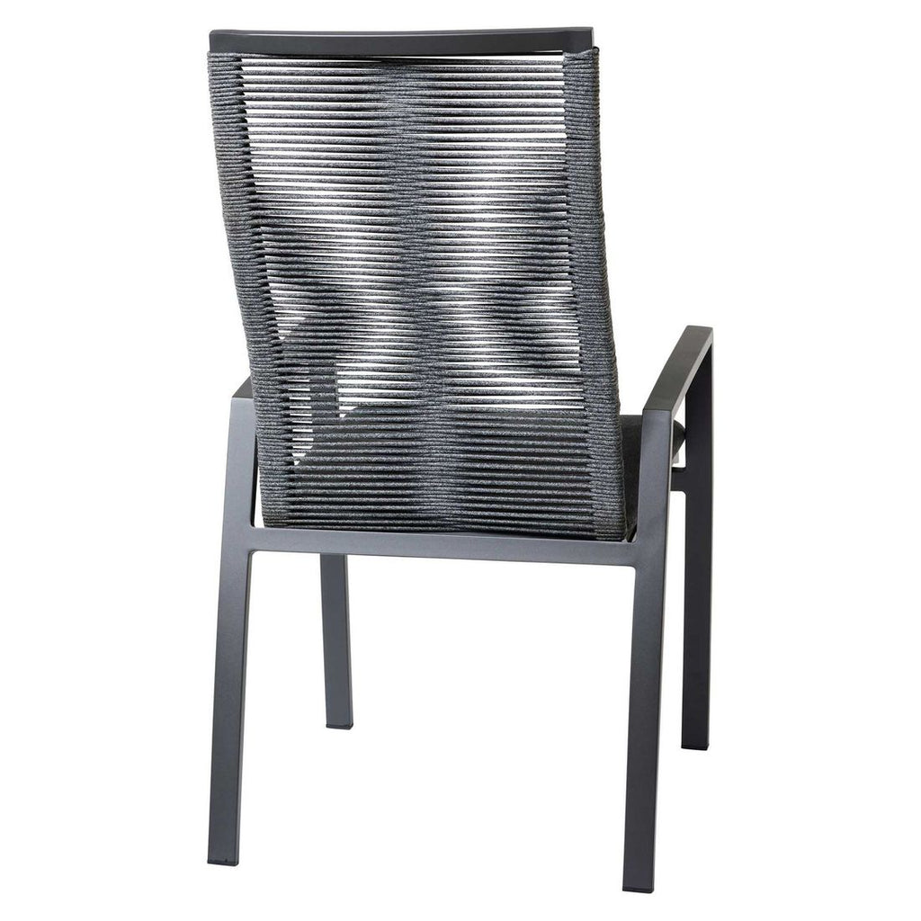 Sideprofil av hagestol med armlener 7011 aluminium tau med pute