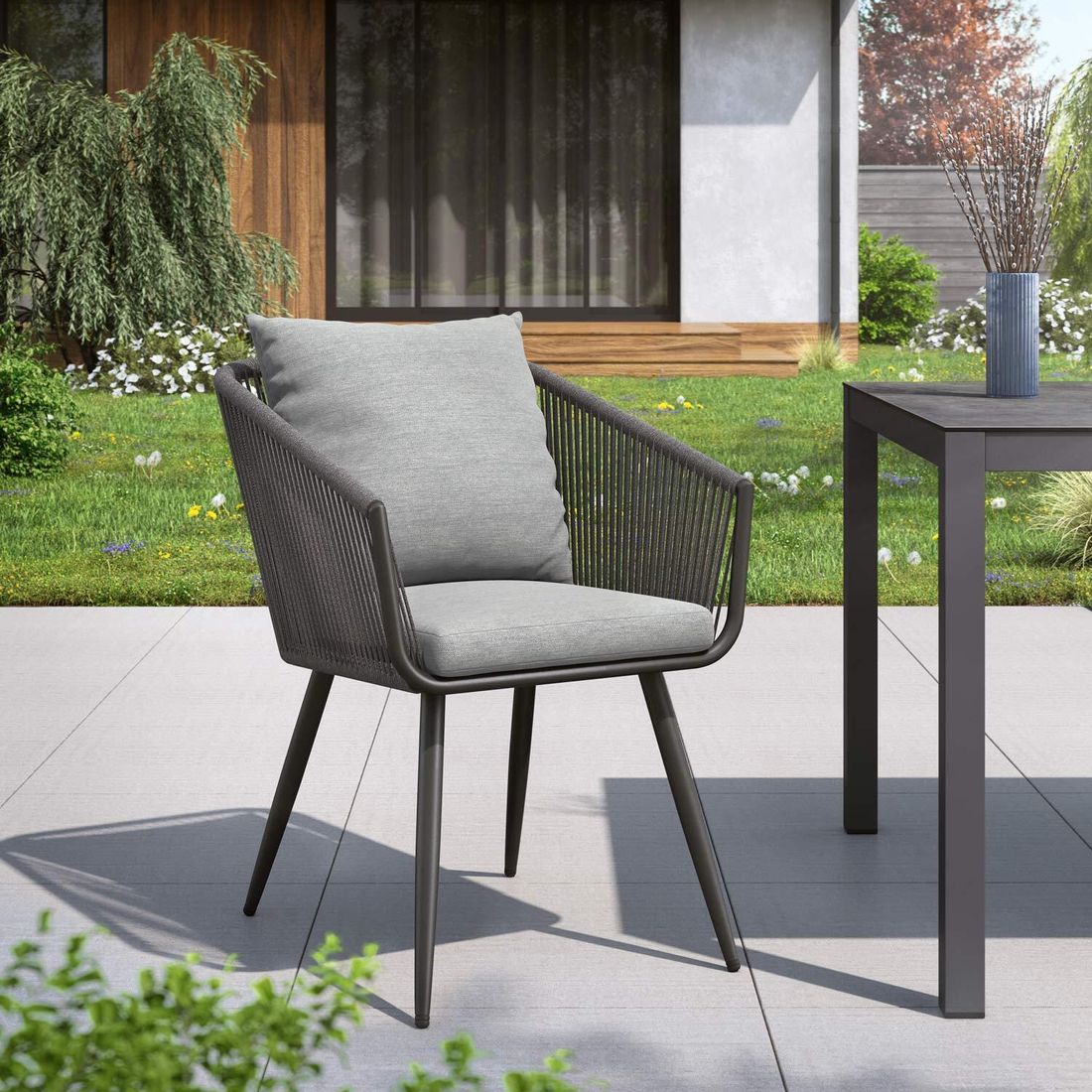 Hagestol Alex aluminium med puter tau 58x64 cm bakside
