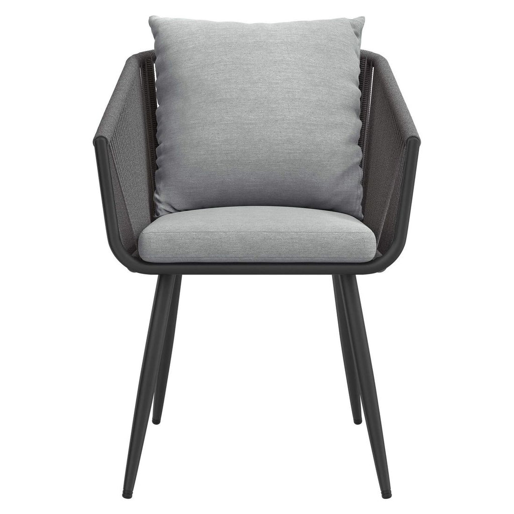 Hagestol Alex aluminium med puter tau 58x64 cm montert på terrasse
