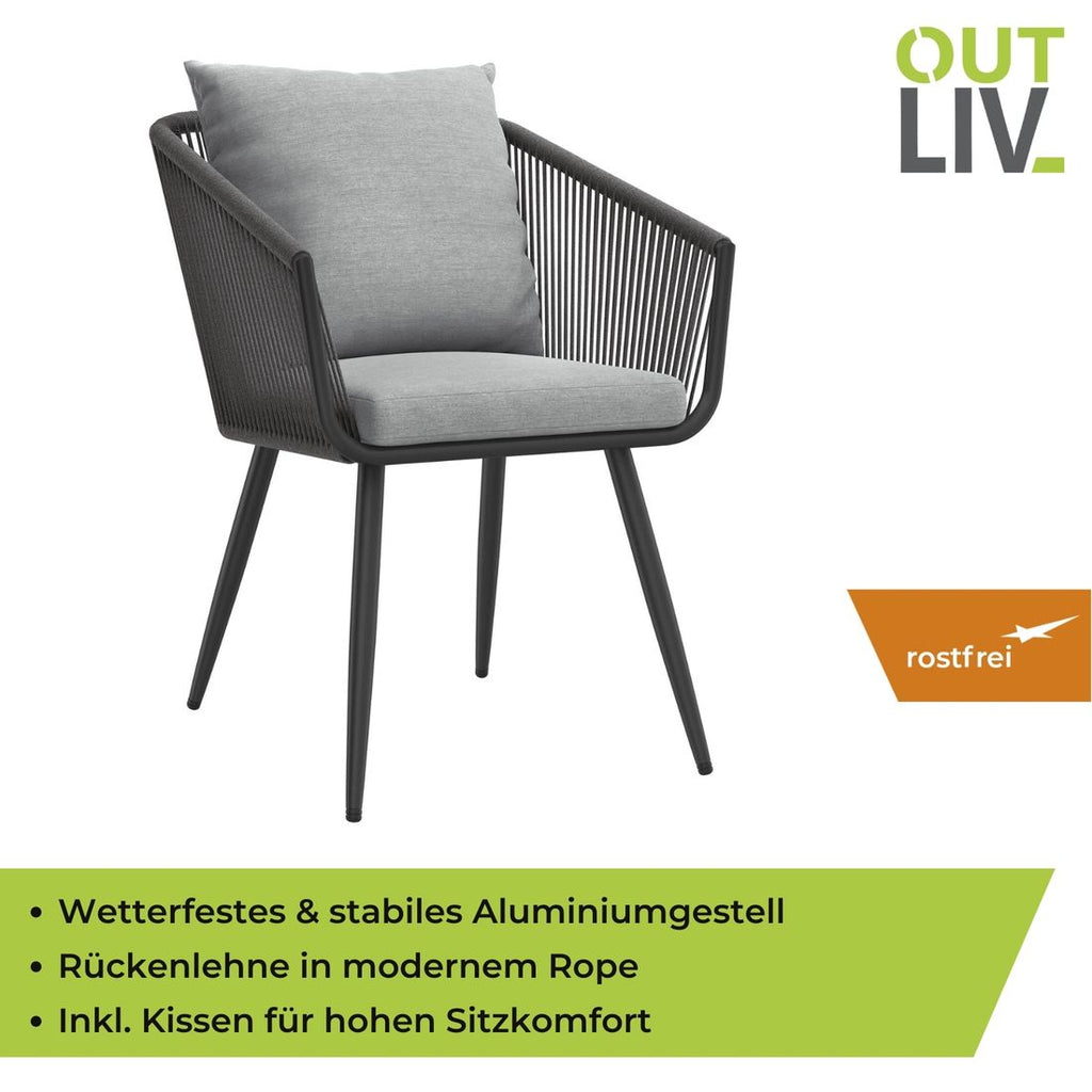 Hagestol Alex aluminium med puter tau 58x64 cm ben og ramme