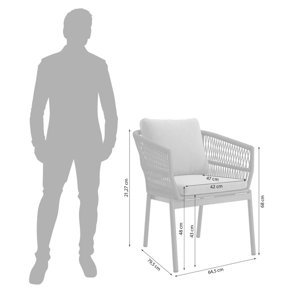 Hagestol Alicante aluminium og tau med puter bakside