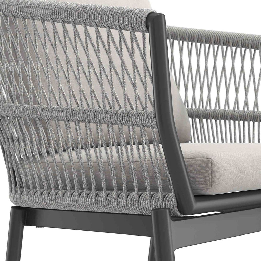 Hagestol Alicante aluminium og tau med puter med skygge