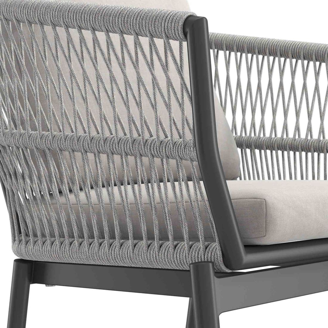 Hagestol Alicante aluminium og tau med puter med skygge