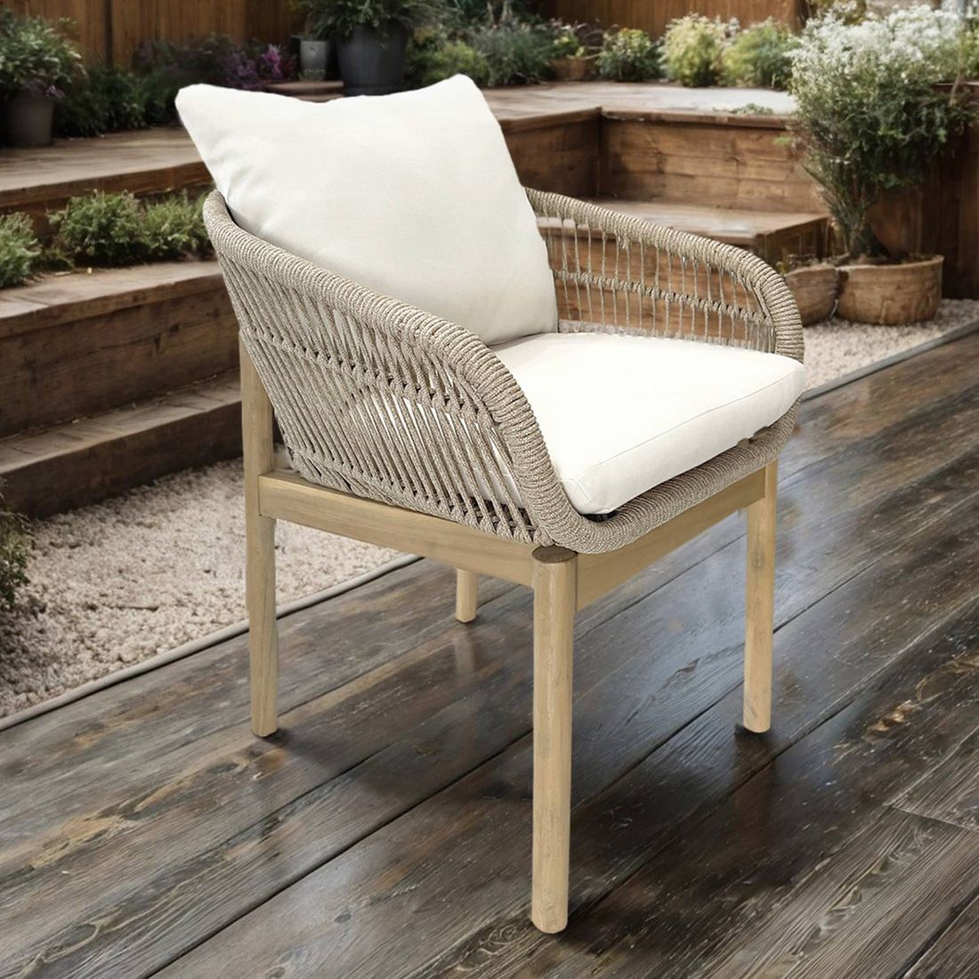 Hagestol Amy akasie med puter 58x65 cm bakside