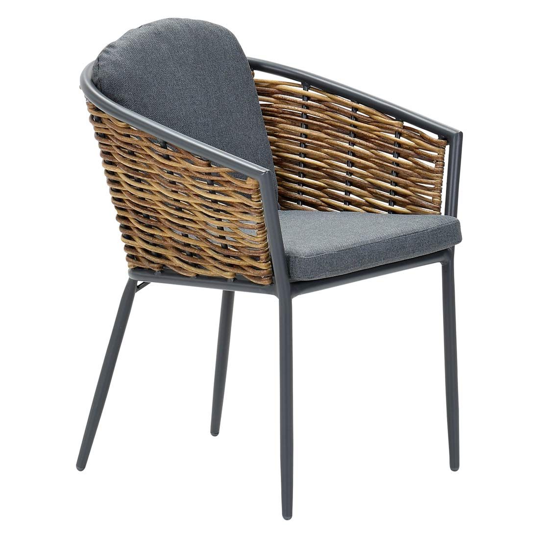 Hagestol Bali aluminium med puter 60x62 cm forfra