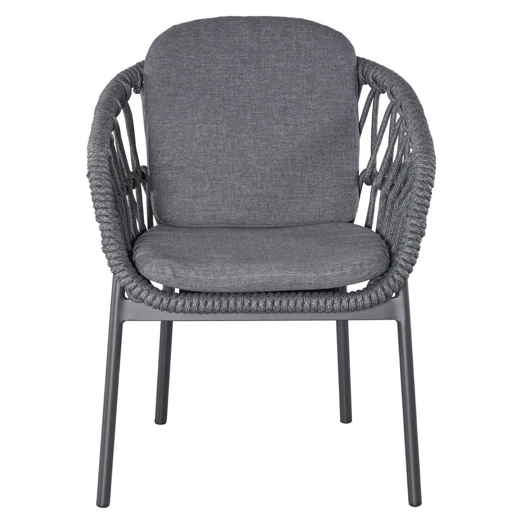 Hagestol Bari aluminium og tau med puter 62x63 cm bakside